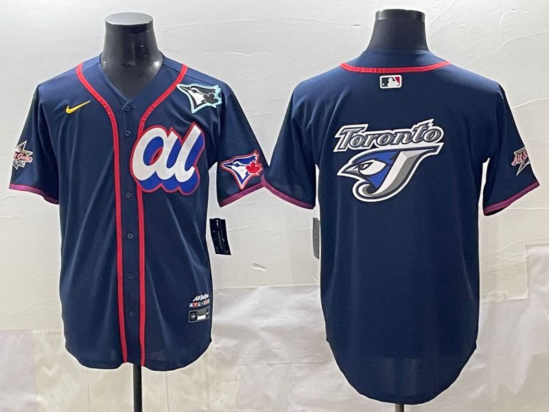 Men 2025 Toronto Blue Jays Blank Drak Blue All star Blank Blue Nike MLB Jersey style 5